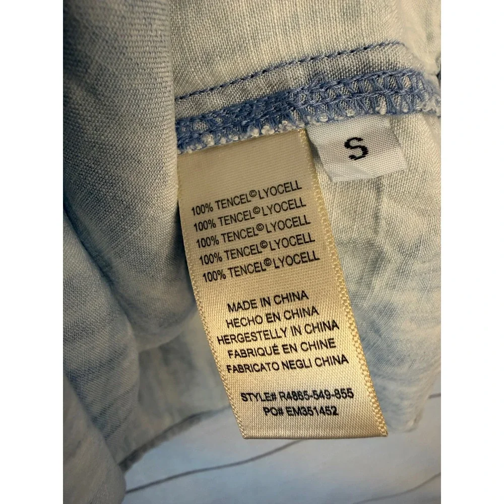 Cloth & Stone Anthropologie Acid Wash Tencel Cami Ruffle Tank Top Blue Small - Picture 4 of 6